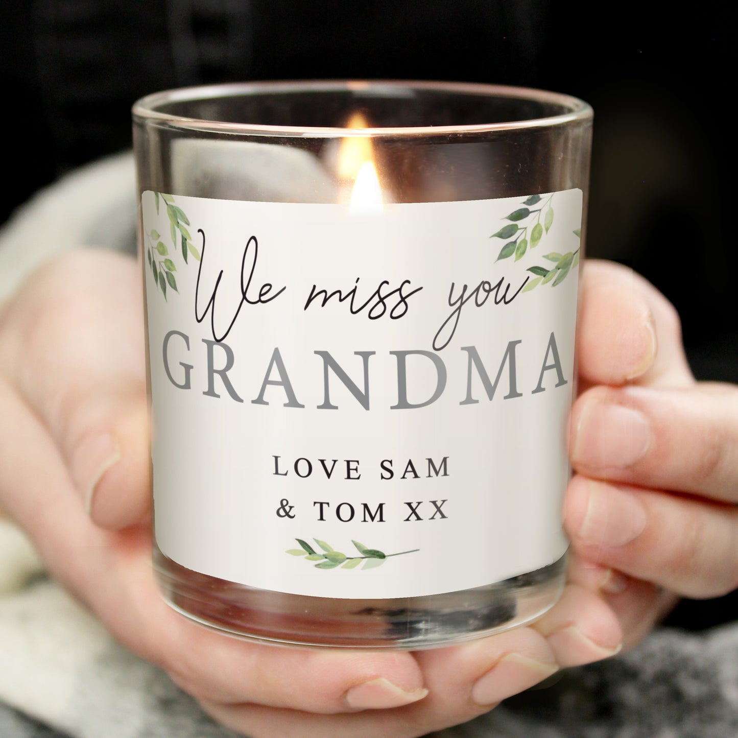 Personalised Botanical Leaves Scented Jar Candle