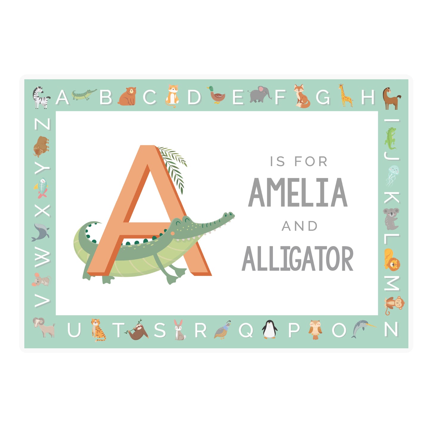 Personalised Animal Alphabet Placemat