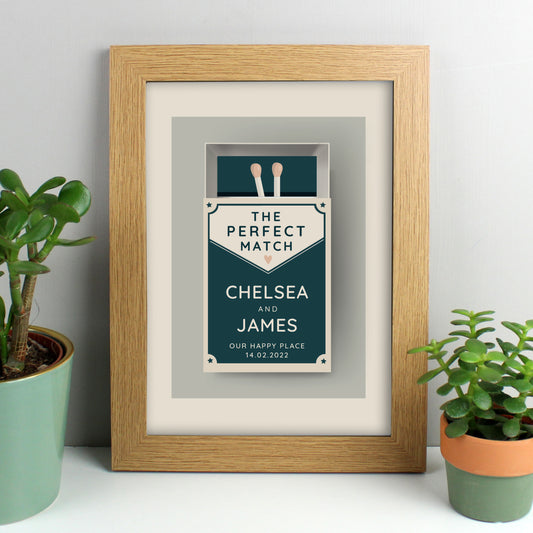 Personalised The Perfect Match A4 Oak Framed Print