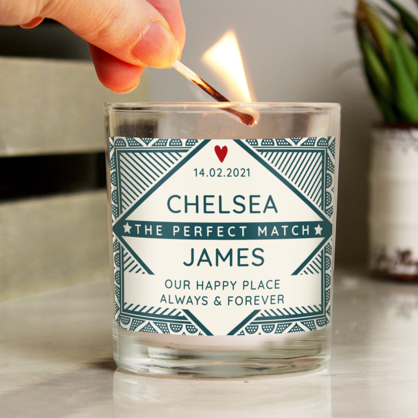 Personalised The Perfect Match Scented Jar Candle