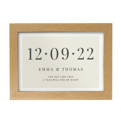 Personalised Free Text Landscape A4 Oak Framed Print