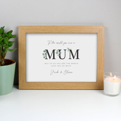 Personalised Botanical Mum A4 Oak Framed Print