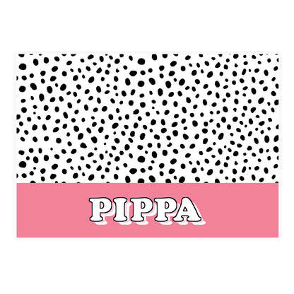 Personalised Pink Spots Dog Pet Bowl Mat