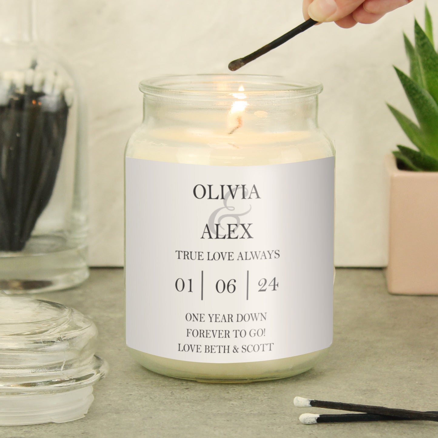 Personalised Couples Large Scented Jar Candle