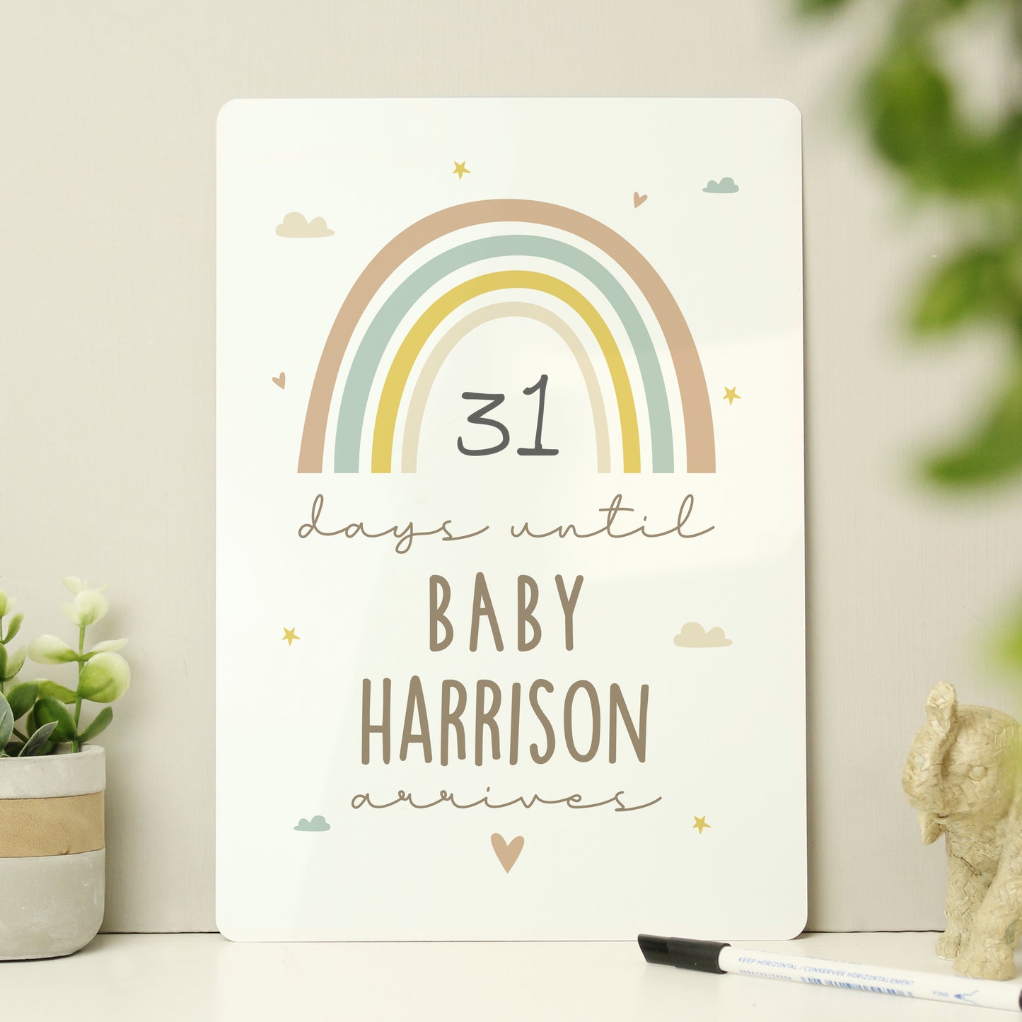 Personalised Baby Countdown Sign & Dry Wipe Pen