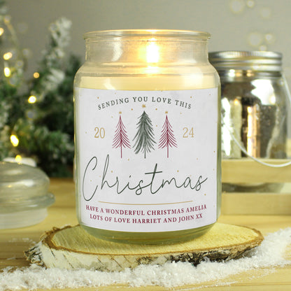 Personalised Sending You Love Christmas Large Scented Jar Candle