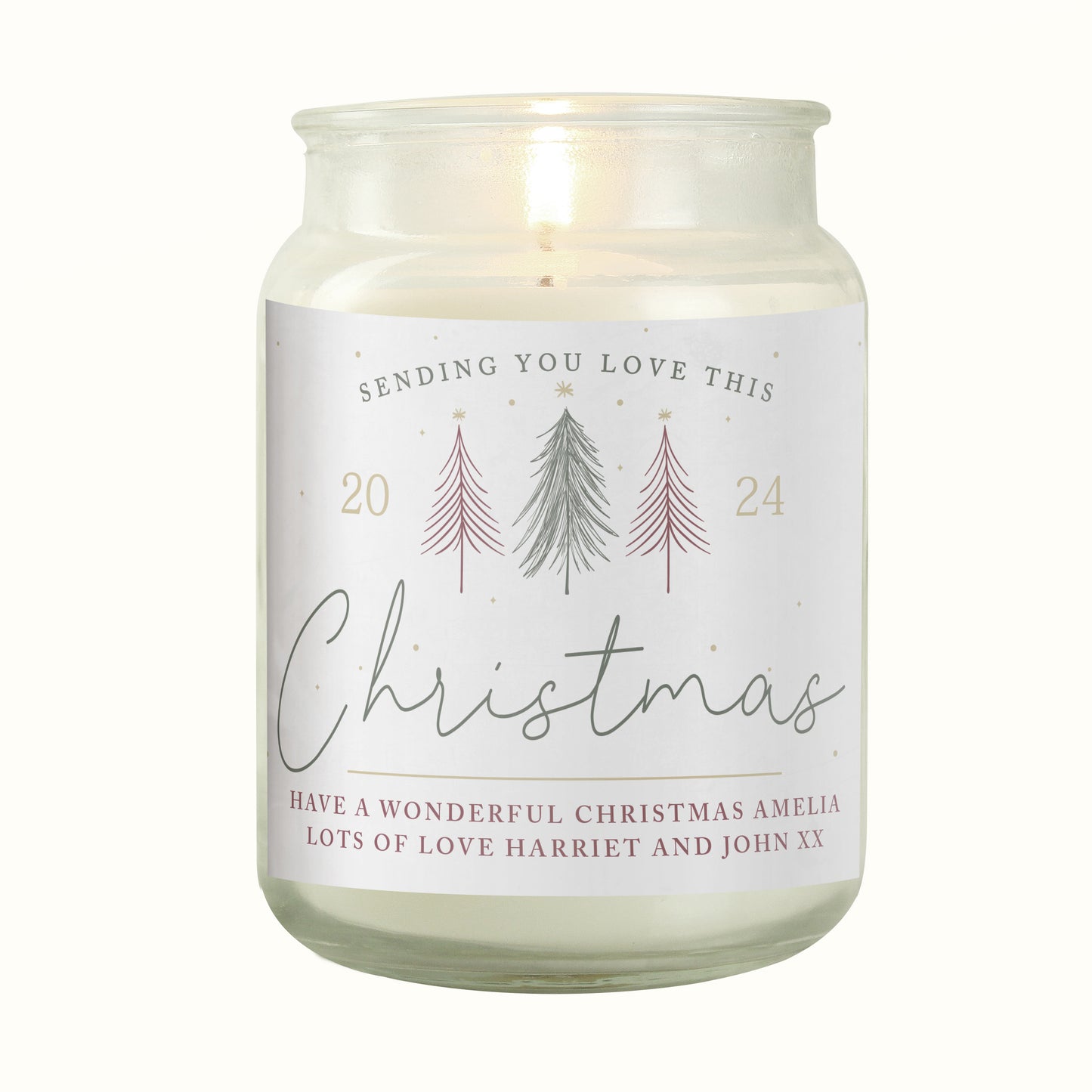 Personalised Sending You Love Christmas Large Scented Jar Candle