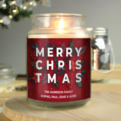 Personalised Christmas Large Scented Jar Candle