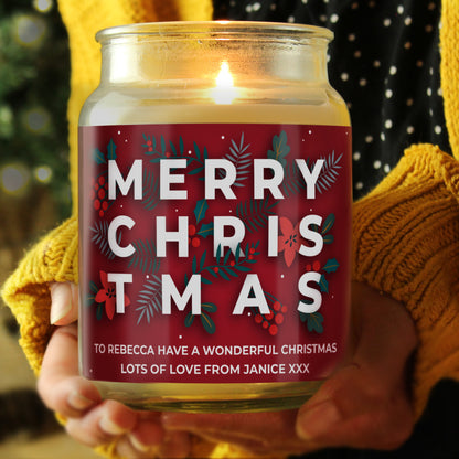 Personalised Christmas Large Scented Jar Candle