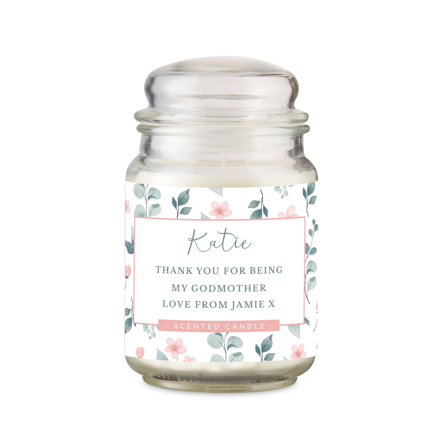 Personalised Floral Large Scented Jar Candle