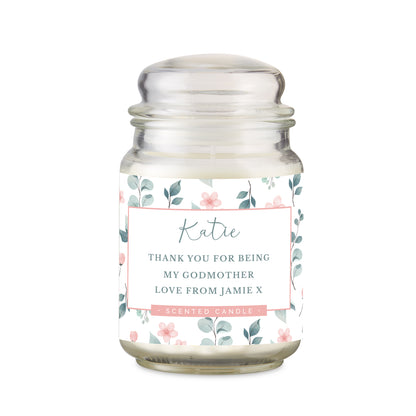 Personalised Floral Large Scented Jar Candle