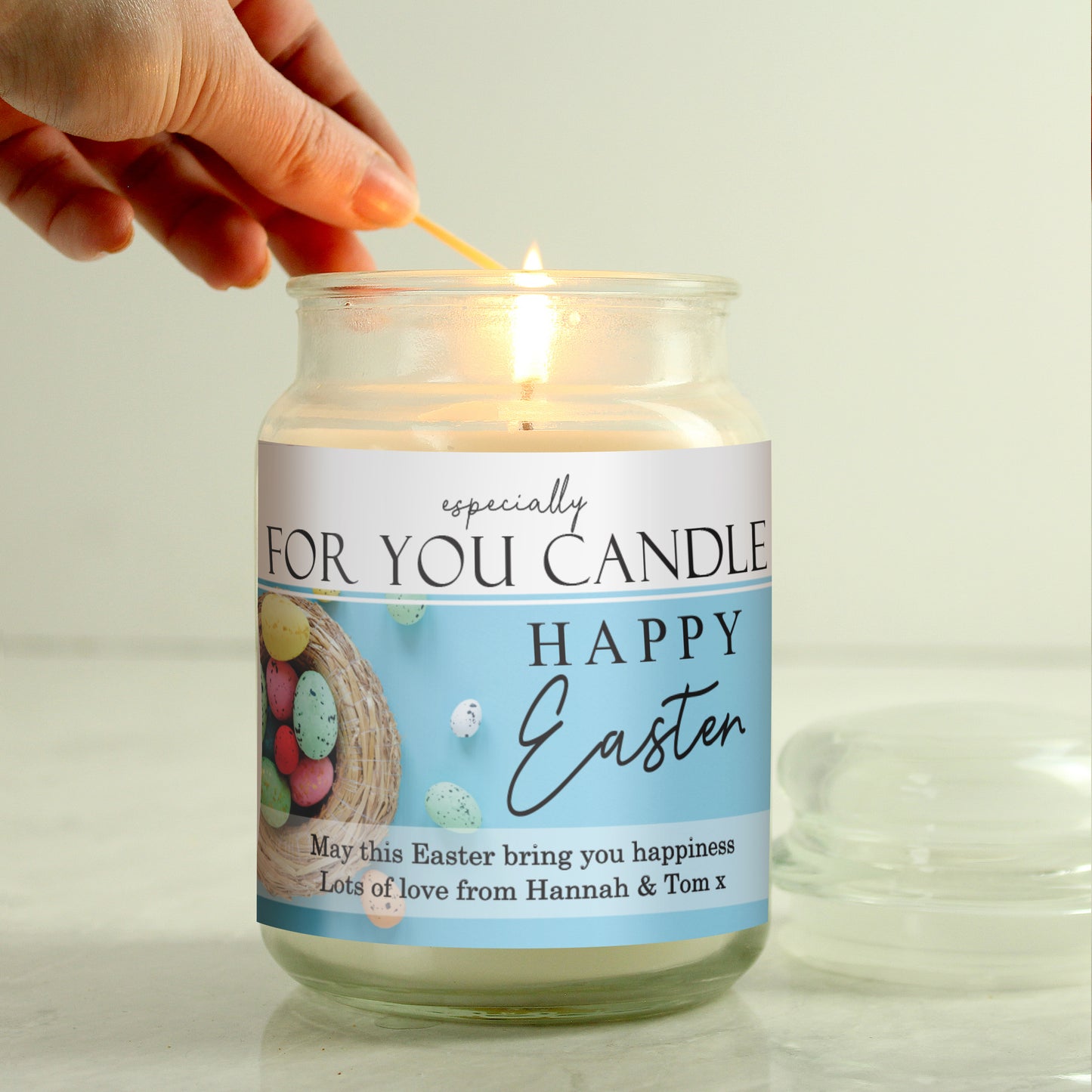 Personalised Happy Easter Large Scented Candle Jar