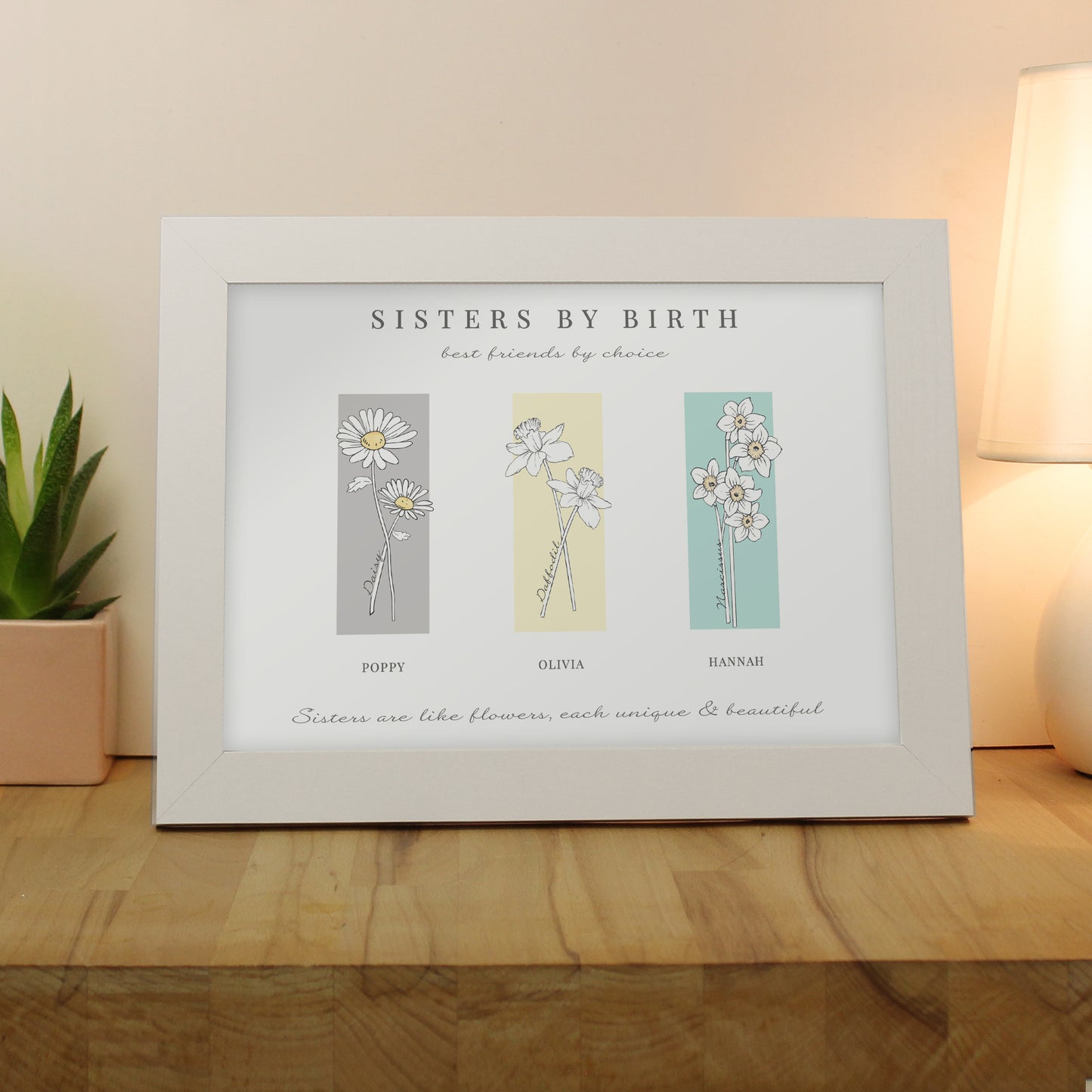 Personalised Flower of the Month Family A4 Framed Print