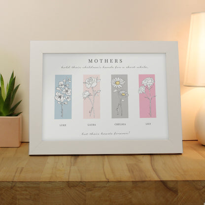 Personalised Flower of the Month Family A4 Framed Print