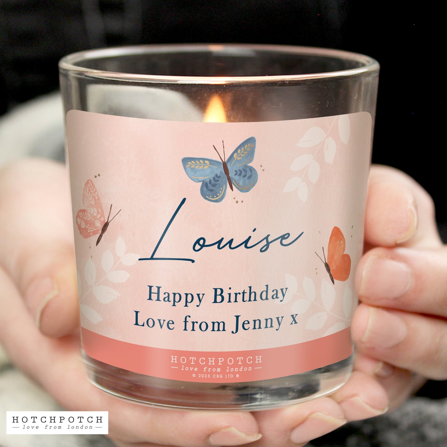 Personalised Hotchpotch Butterfly Scented Candle Jar