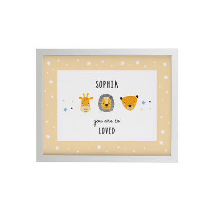 Personalised Scandi Animals White Poster Frame