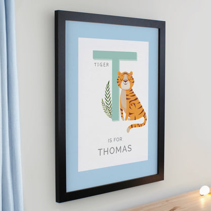 Personalised Animal Alphabet Black Poster Frame