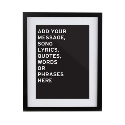 Personalised Typography Black Poster Frame