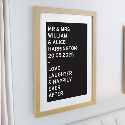 Personalised Typography Oak Poster Frame