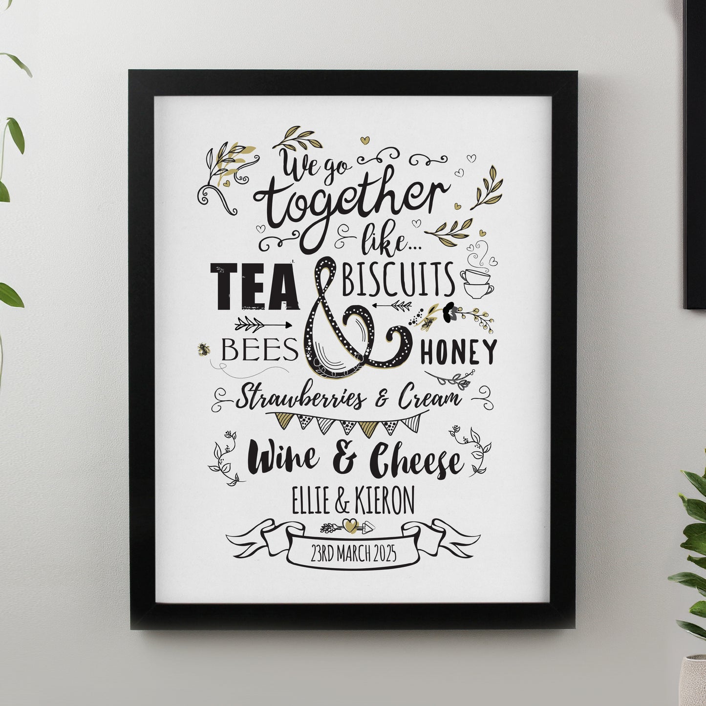 Personalised We go Together Black Poster Frame