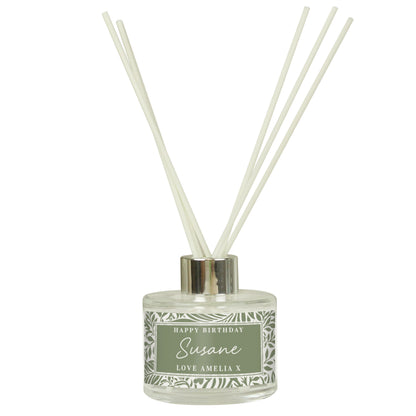 Personalised Green Botanical Reed Diffuser