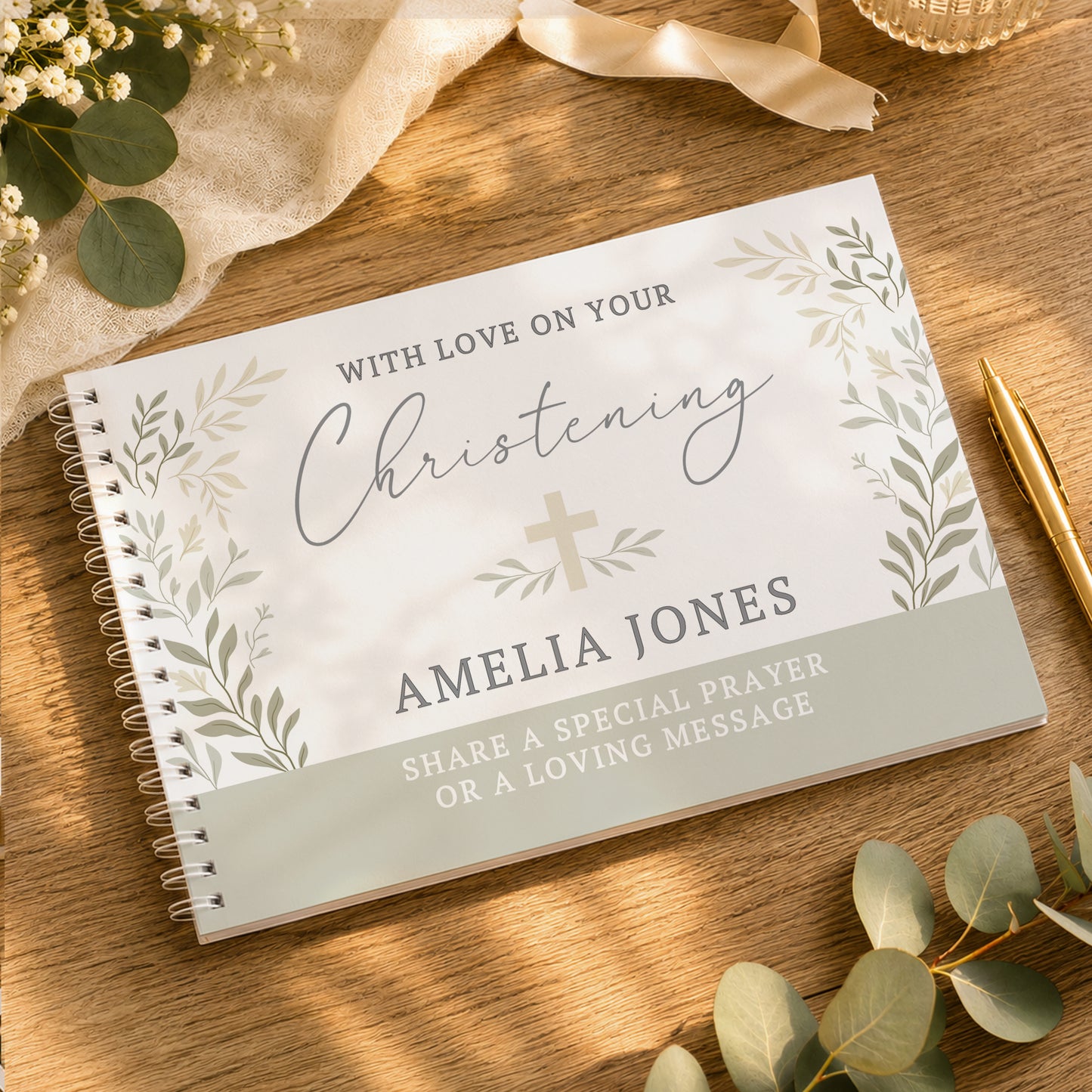 Personalised Religious Cross Guest Book