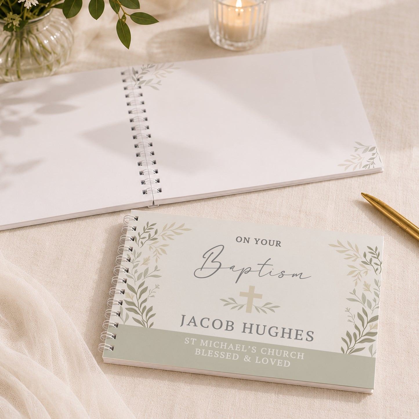 Personalised Religious Cross Guest Book