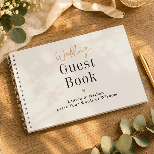 Personalised Black & Gold Wedding Guest Book
