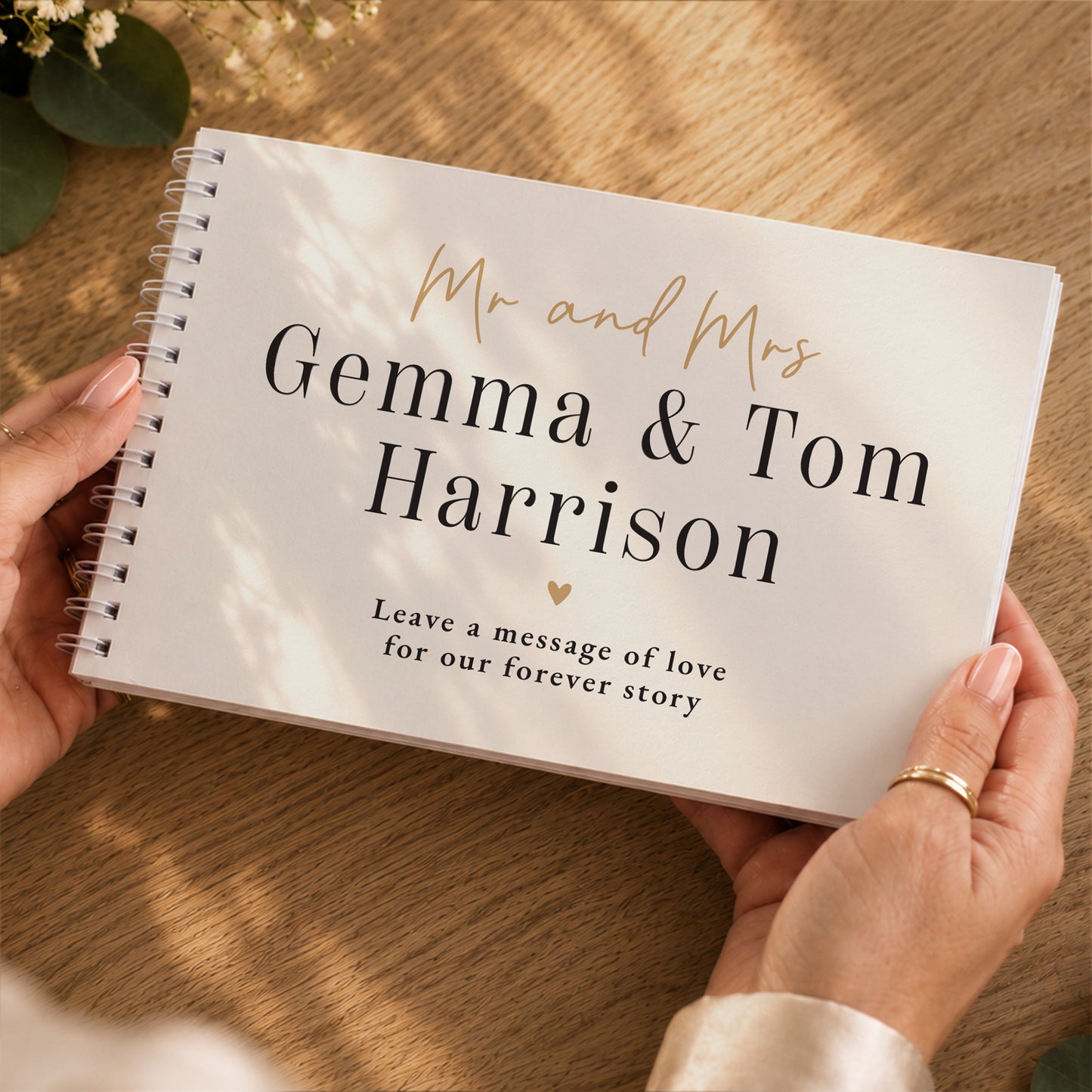 Personalised Black & Gold Wedding Guest Book