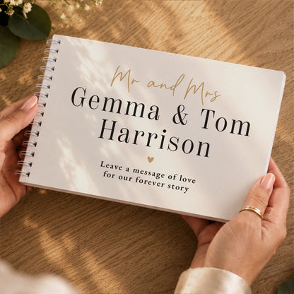 Personalised Black & Gold Wedding Guest Book