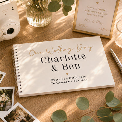 Personalised Black & Gold Wedding Guest Book