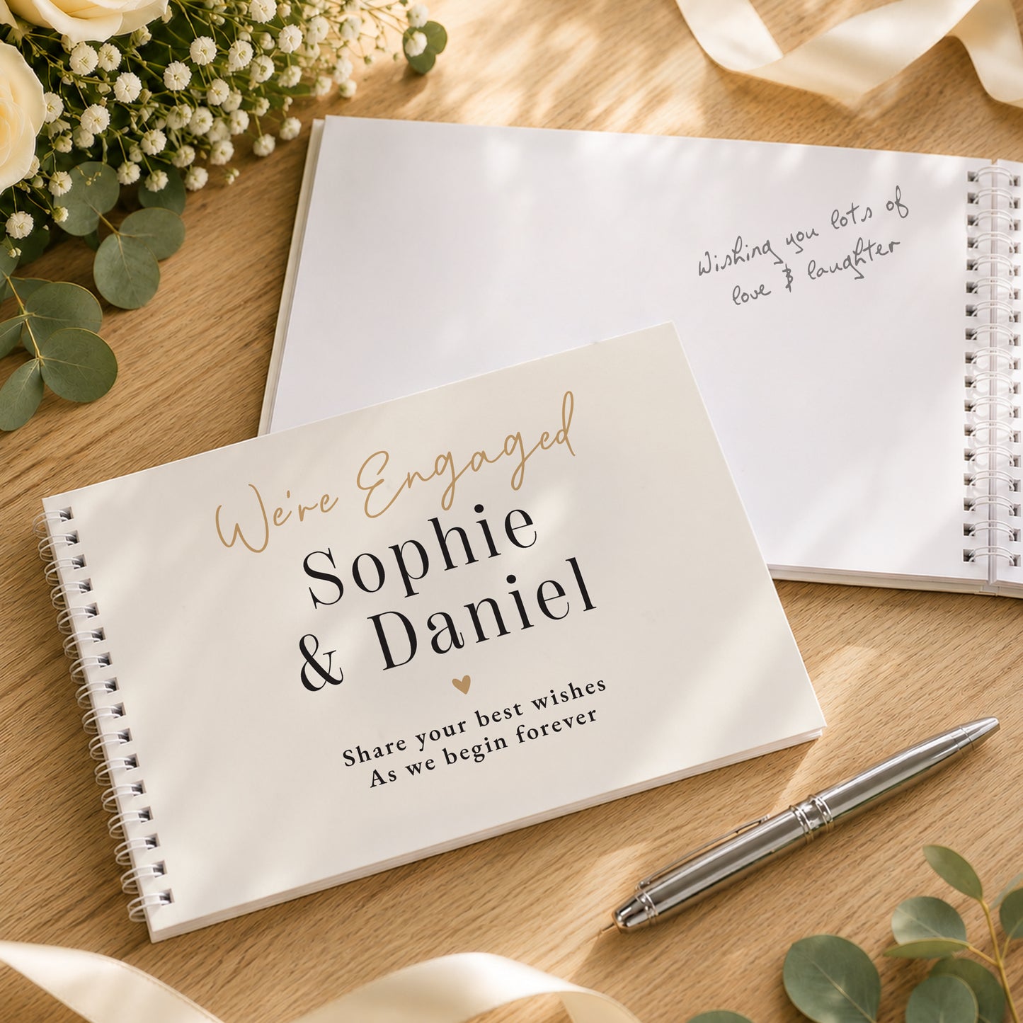 Personalised Black & Gold Wedding Guest Book