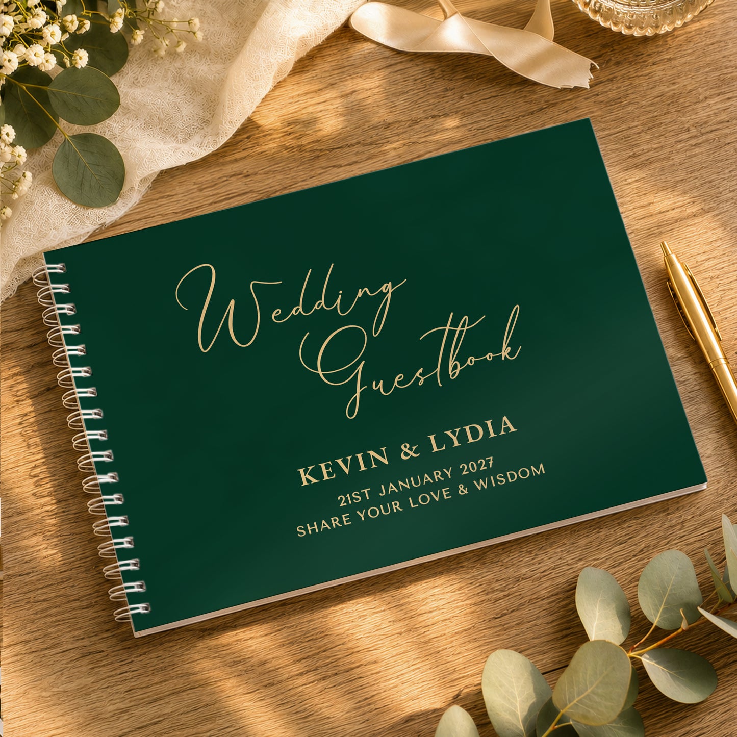 Personalised Dark Green Wedding Guest Book