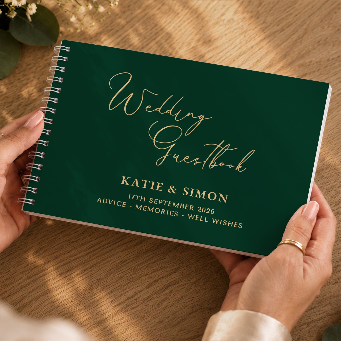 Personalised Dark Green Wedding Guest Book