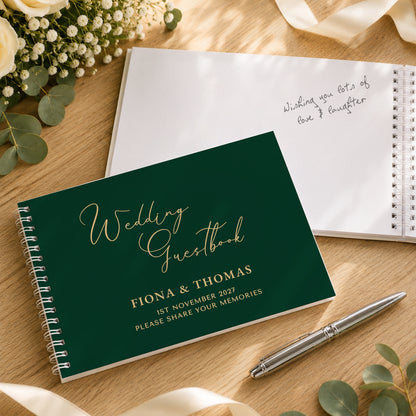 Personalised Dark Green Wedding Guest Book