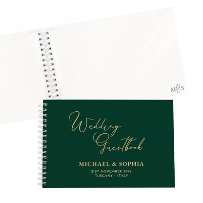 Personalised Dark Green Wedding Guest Book