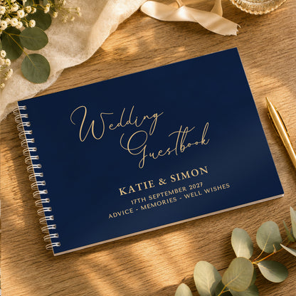 Personalised Navy Wedding Guest Book