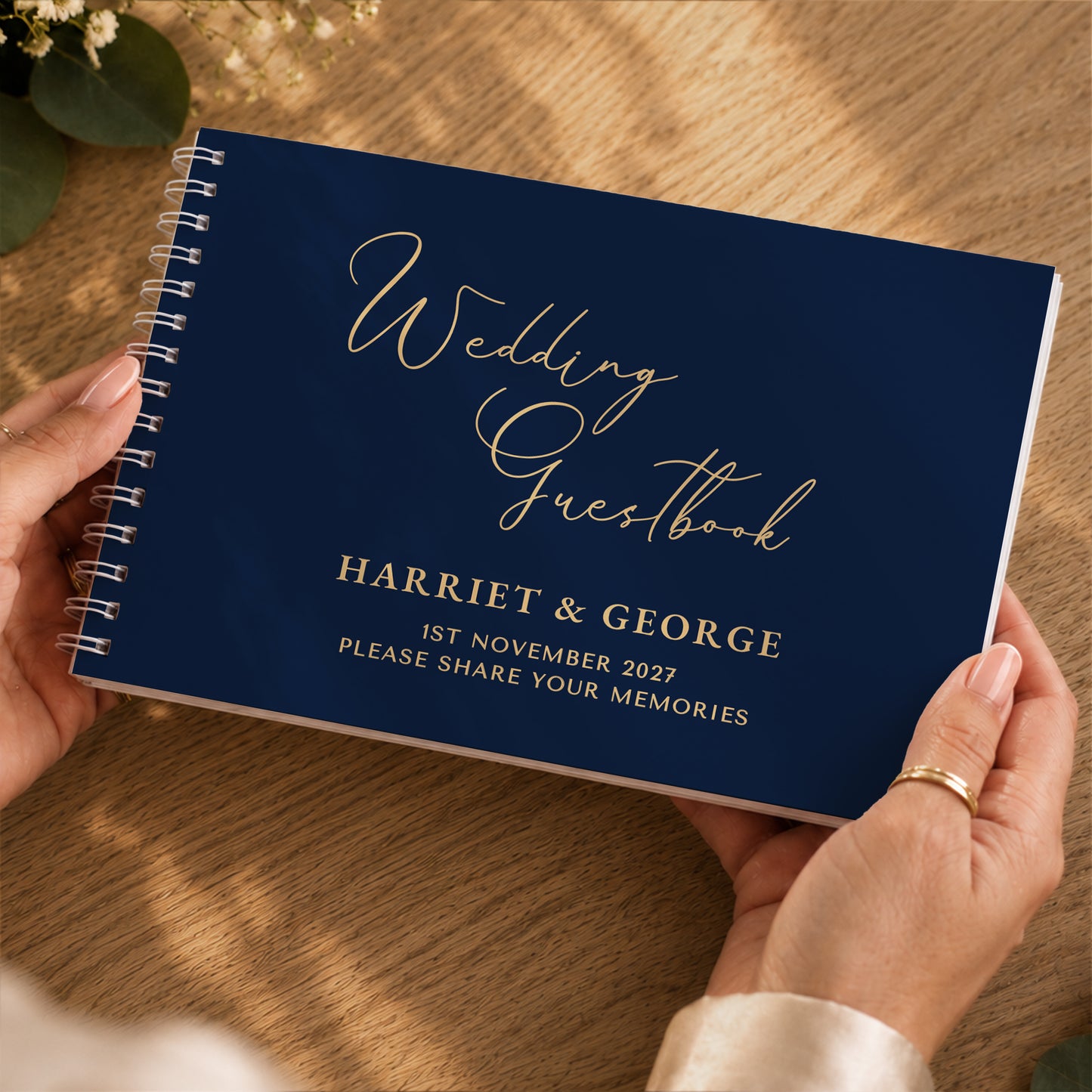 Personalised Navy Wedding Guest Book