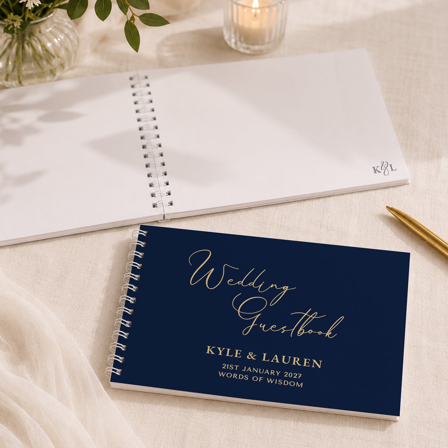 Personalised Navy Wedding Guest Book