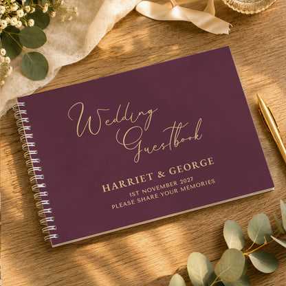 Personalised Plum Wedding Guest Book