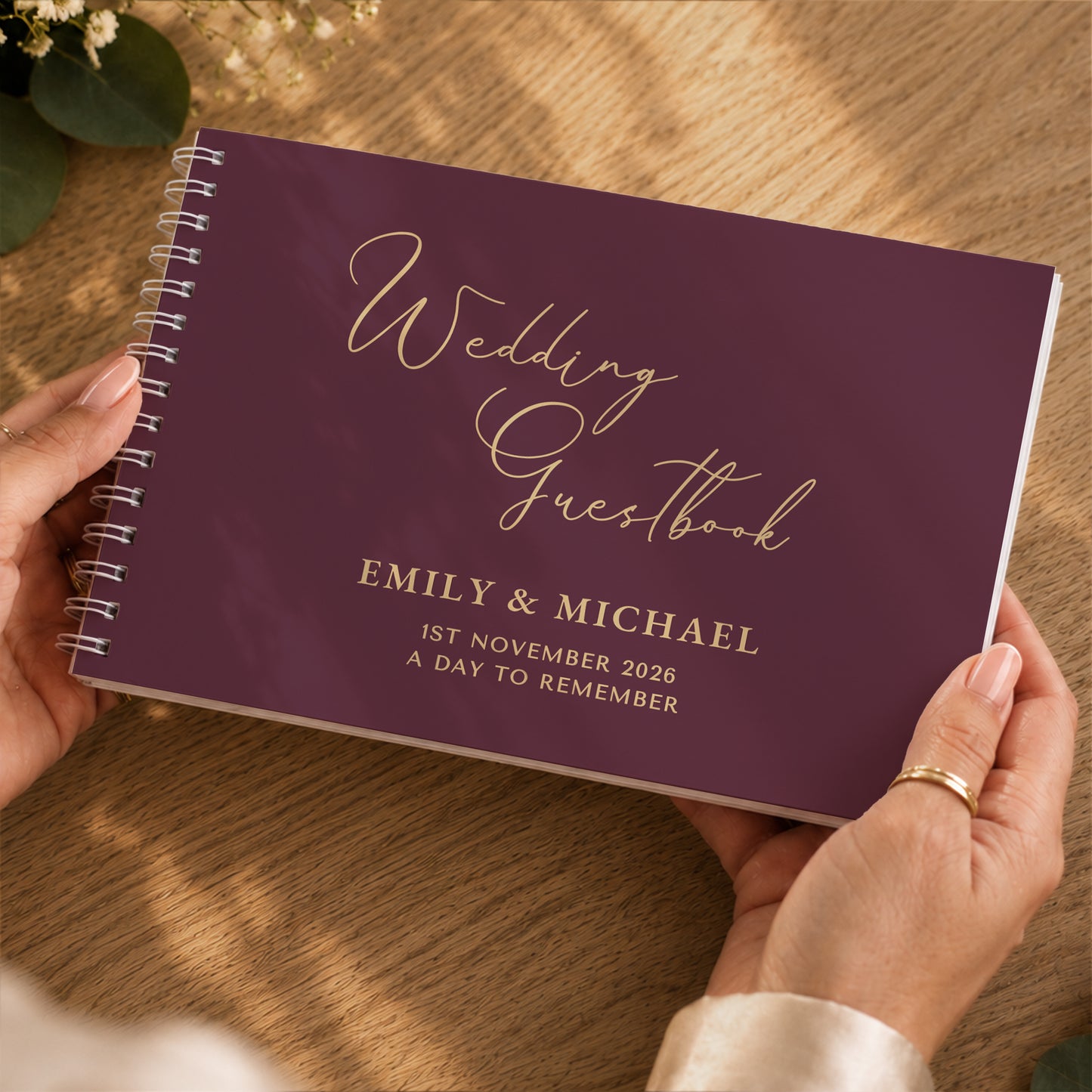 Personalised Plum Wedding Guest Book