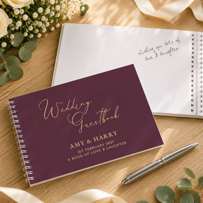 Personalised Plum Wedding Guest Book