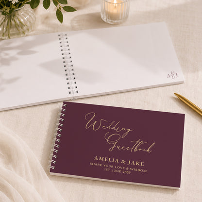 Personalised Plum Wedding Guest Book