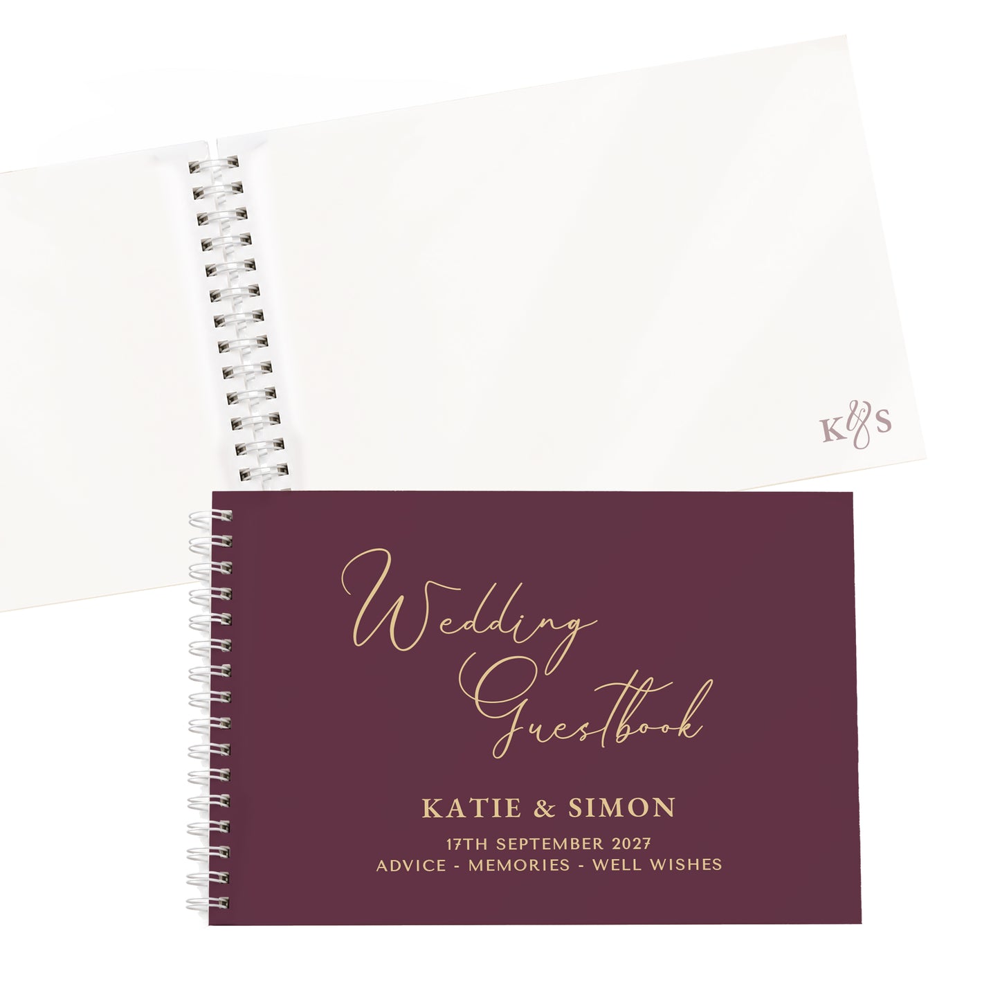 Personalised Plum Wedding Guest Book