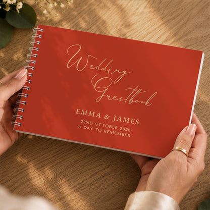 Personalised Burnt Orange Wedding Guest Book