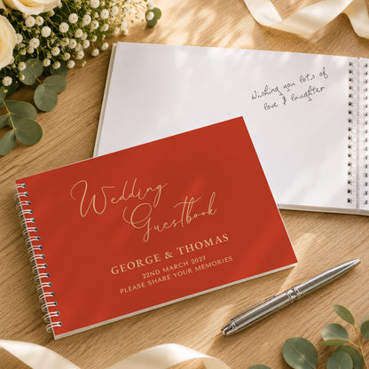 Personalised Burnt Orange Wedding Guest Book