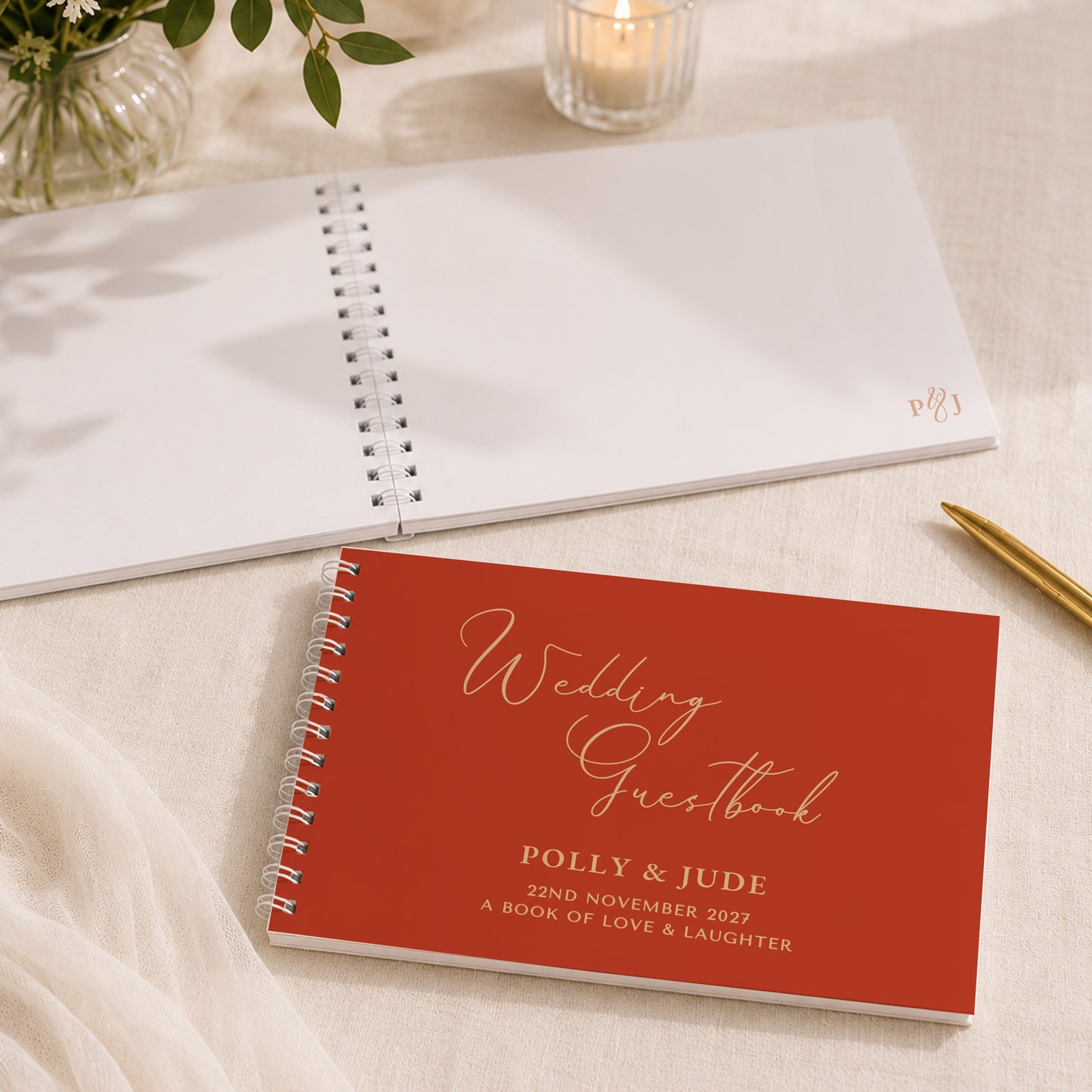 Personalised Burnt Orange Wedding Guest Book