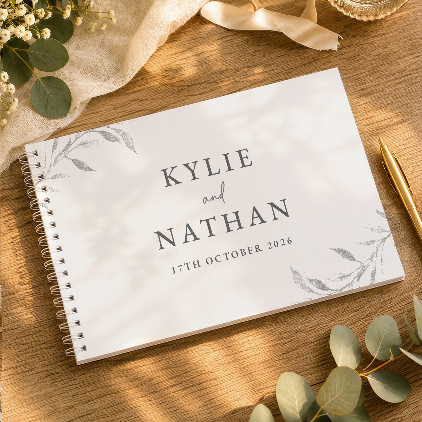 Personalised Botanical Off White Wedding Guest Book