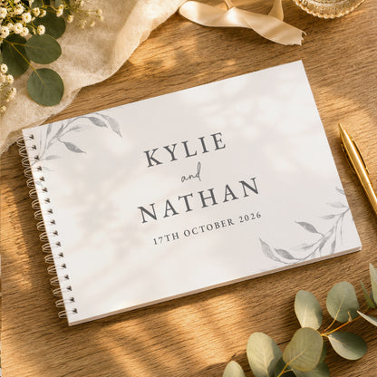 Personalised Botanical Off White Wedding Guest Book