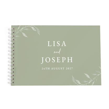 Personalised Botanical Sage Green Wedding Guest Book